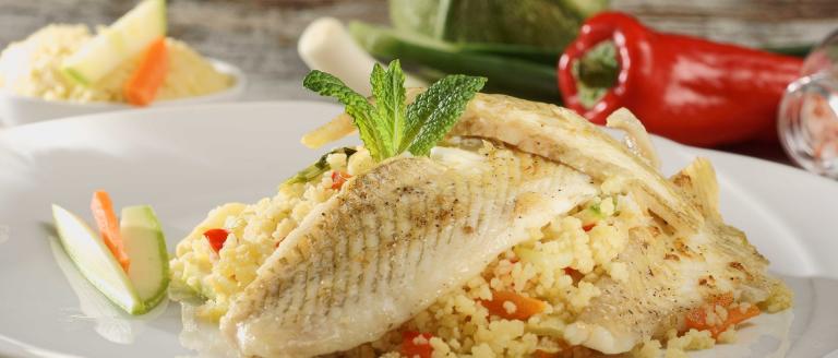 Sole fillets with couscous and vegetables